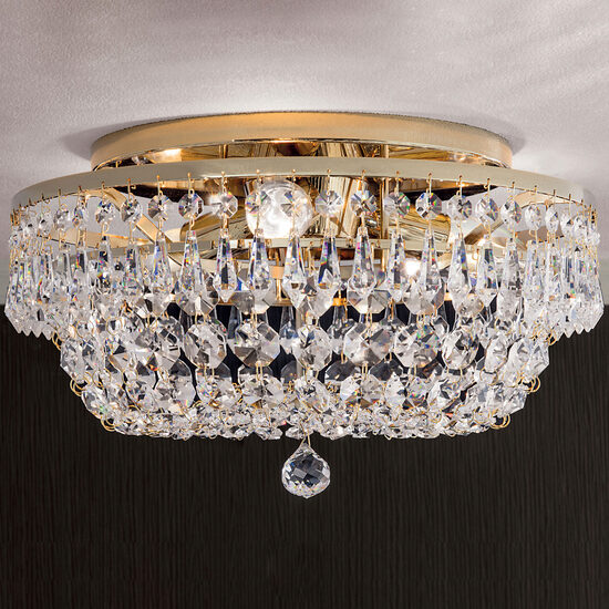 Plafoniera clasica cristal alama Aur 24k 3xE14/40W, Sheraton DLU-2327/3/35 Gold Orion
