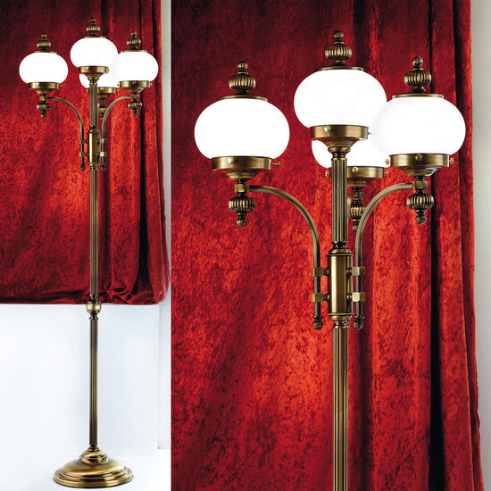 Lampadar clasic alama patinata 4xE27/60W, Nostalgie STL12-801/3+1 Patina/Opal Orion