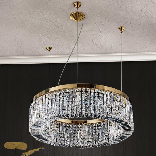 Lustra moderna cristal alama Aur 24k 8xE14/40W, Ring LU 2408/8/80 Gold Orion