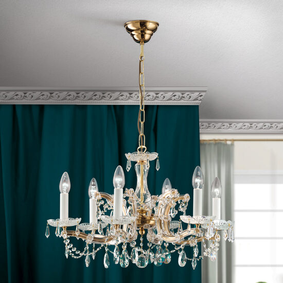 Candelabru clasic cristal Aur 24k 6xE14/40W, Maria Theresia-A LU 2211/6 MT Gold Orion