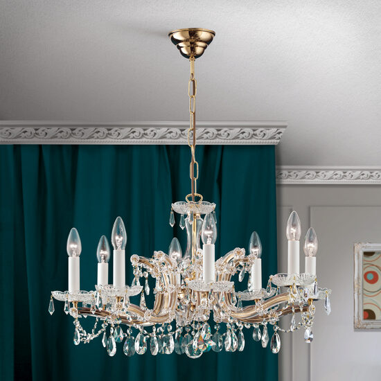 Candelabru clasic cristal Aur 24k 8xE14/40W, Maria Theresia-A LU 2211/8 MT Gold Orion