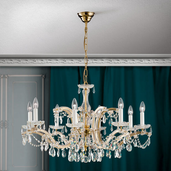 Candelabru clasic cristal Aur 24k 8xE14/40W, Maria Theresia-A LU 2215/8 MT Gold Orion