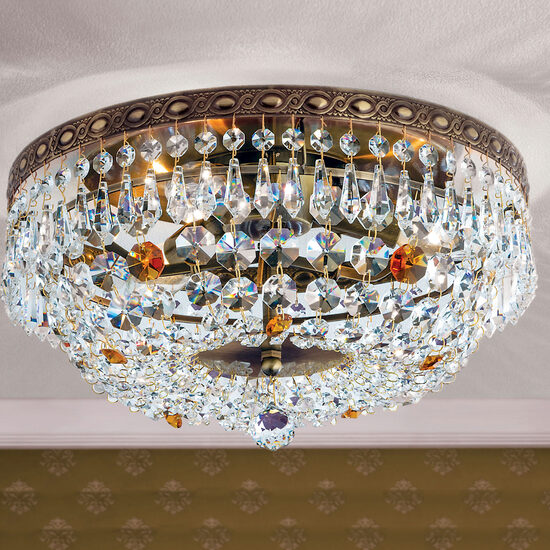 Plafoniera clasica cristal patinata 3xE14/40W, Sheraton DLU-2327/3/35 Patina Orion