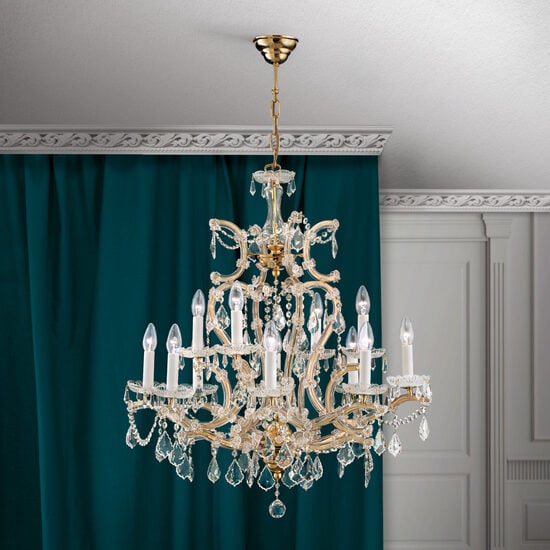 Candelabru clasic cristal Aur 24k 12xE14/40W, Maria Theresia-A LU 2224/8+4 MT Gold Orion