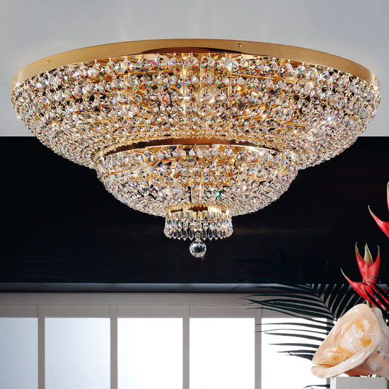 Plafoniera clasica cristal Aur 24k 18xE27/60W, Sheraton DLU 2388/18/120 Gold Orion