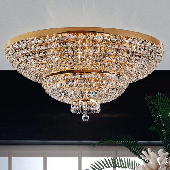 Plafoniera clasica cristal Aur 24k 15xE27/60W, Sheraton DLU 2388/15/105 Gold Orion