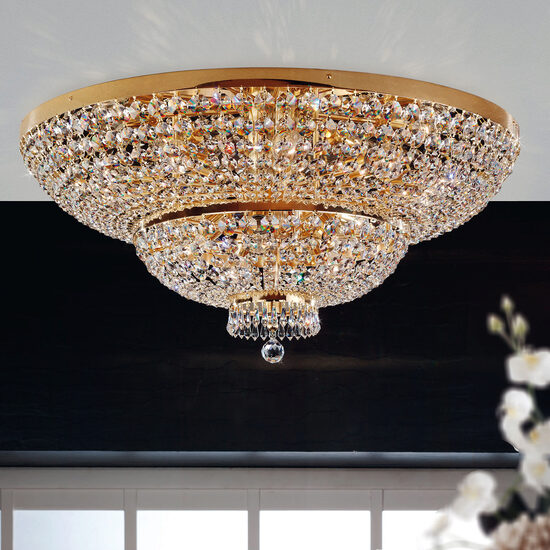 Plafoniera clasica cristal Aur 24k 15xE27/60W, Sheraton DLU 2388/15/90 Gold Orion