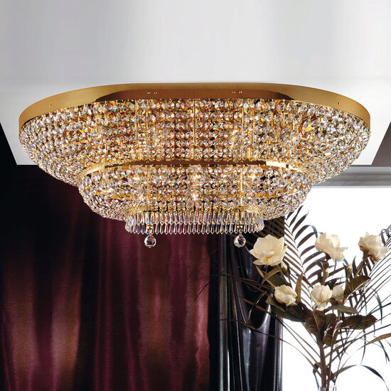 Plafoniera clasica cristal Aur 24k 20xE27/60W, Sheraton DLU 2388/20/120X90 Gold/Oval Orion