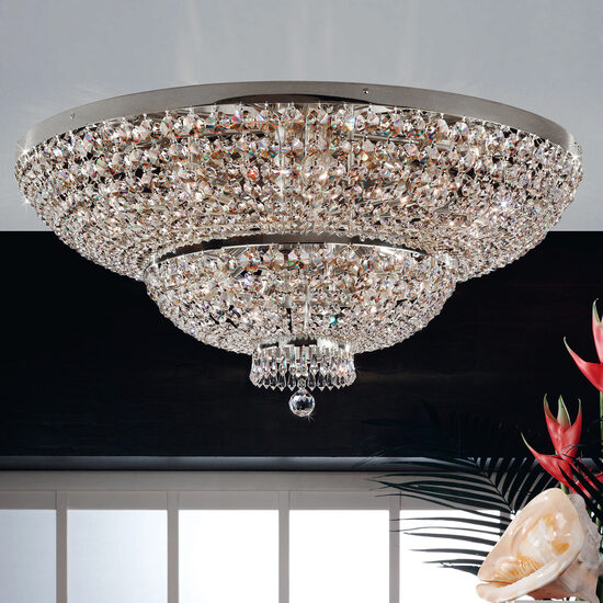 Plafoniera clasica cristal crom 18xE27/60W, Sheraton DLU 2388/18/120 Chrom Orion
