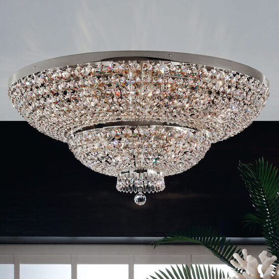 Plafoniera clasica cristal crom 15xE27/60W, Sheraton DLU 2388/15/105 Chrom Orion