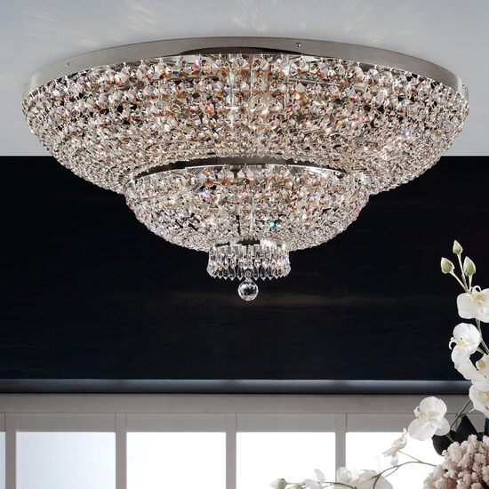 Plafoniera clasica cristal crom 15xE27/60W, Sheraton DLU 2388/15/90 Chrom Orion