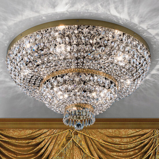 Plafoniera clasica cristal Aur 24k 9xE27/60W, Sheraton DLU 2388/9/70 Gold Orion