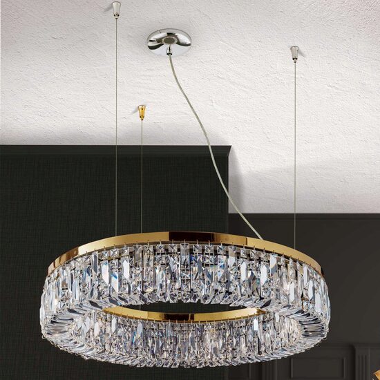 Lustra moderna cristal alama Aur 24k 6xE14/40W, Ring LU 2411/6/60 Gold Orion