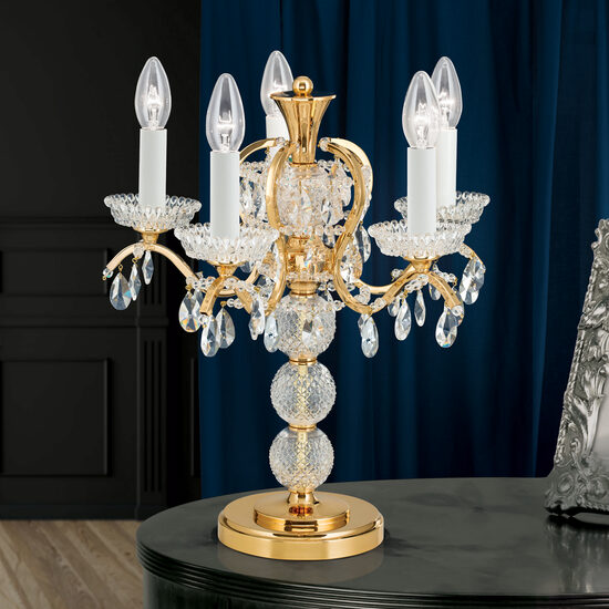 Veioza moderna cristal alama Aur 24k 5xE14/40W, Hirohito LA 4-315/5 Gold Orion