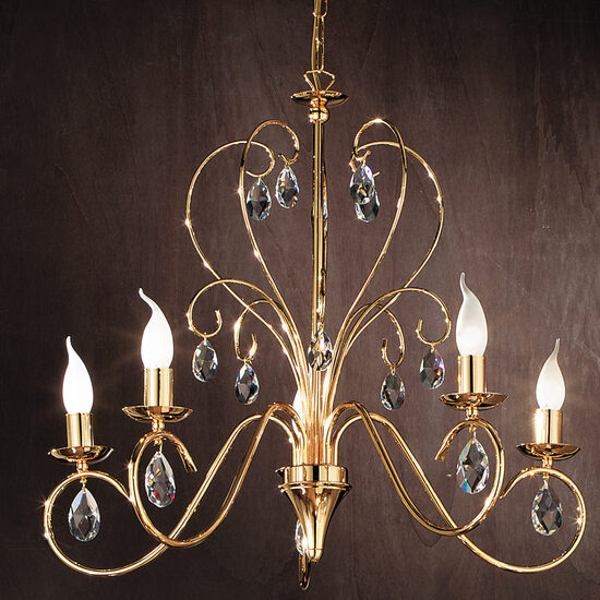 Candelabru modern cristal alama Aur 24k 5xE14/40W, Alessia LU 1658/5 Gold Orion