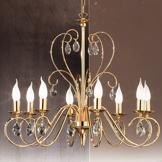 Candelabru modern cristal alama Aur 24k 8xE14/40W, Alessia LU 1658/8 Gold Orion