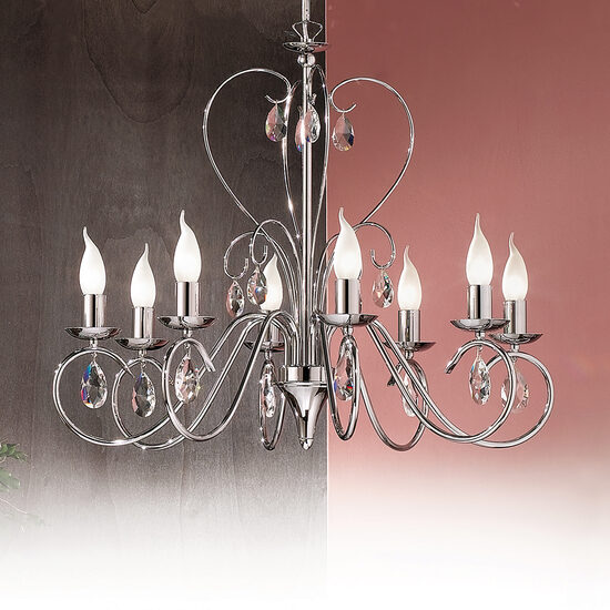 Candelabru modern cristal alama crom 8xE14/40W, Alessia LU-1658/8 Chrom Orion