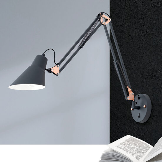 Aplica moderna look industrial 1xE27/40W, Bachelor WA 2-1347 Schwarz-Cu Orion