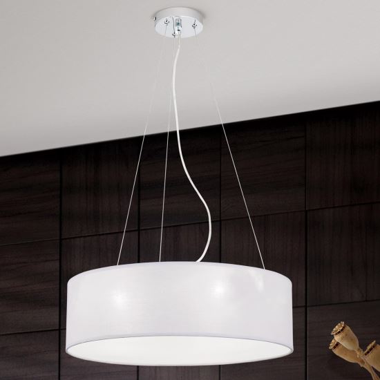 Lustra moderna abajur textil alb 3xE27/40W, Ufo HL 6-1632/3 Weiss Orion