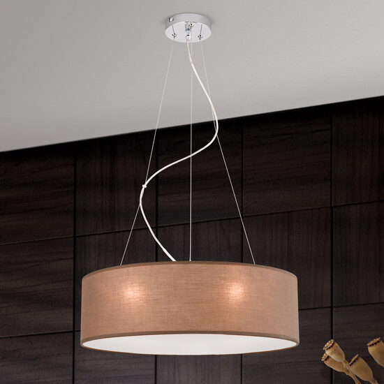 Lustra moderna abajur textil maro 3xE27/40W, Ufo HL 6-1632/3 Braun Orion