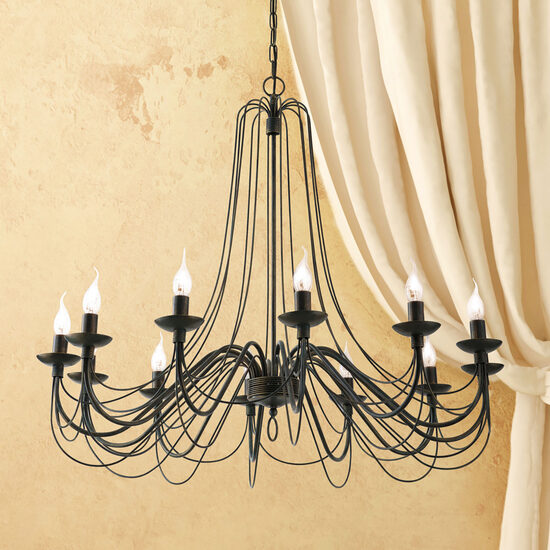 Candelabru florentin antichizat negru 12xE14/40W, Vela LU 1531/12 Antik Orion