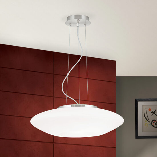 Lustra cromata abajur sticla opal 2xE27/60W, Blanc HL 6-1559/2 Satin/Opal Orion