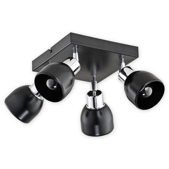 Plafoniera moderna neagra, 4 spoturi mobile, 4xE27/60W, Feniks 02594 P4 CZA, Lemir