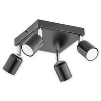 Plafoniera moderna neagra, 4 spoturi mobile, 4xGU10/40W, Denis 02624 P4 CZA, Lemir