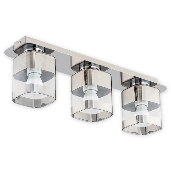 Plafoniera moderna cromata, 3 spoturi fixe din sticla, 3xE27/60W, Chroms 02613 P3 CH, Lemir