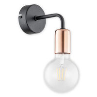 Aplica moderna, negru+cupru, look industrial, 1xE27/60W, Pixi 02740 K1 CZA, Lemir