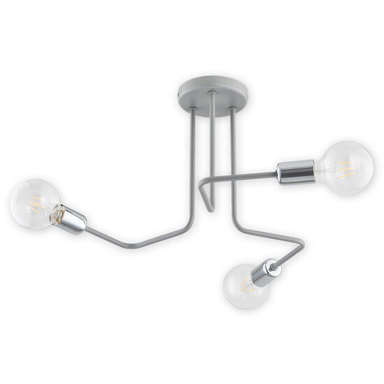 Plafoniera moderna gri, look industrial, 3xE27/60W, Pixi 02743 W3 SZA, Lemir