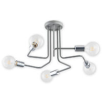 Plafoniera moderna gri, look industrial, 5xE27/60W, Pixi 02745 W5 SZA, Lemir