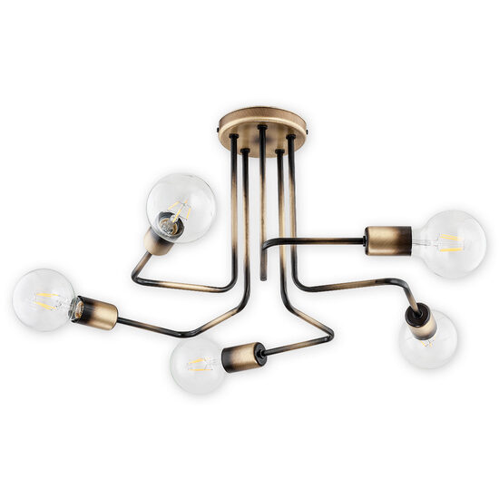 Plafoniera moderna, alama patinata, look industrial, 5xE27/60W, Pixi 02745 W5 PAT, Lemir