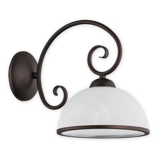 Aplica moderna wenge, abajur din sticla, 1xE27/60W, Indra 02490 K1 RW, Lemir