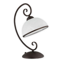 Veioza moderna wenge, abajur din sticla, 1xE27/60W, Indra 02498 L1 RW, Lemir