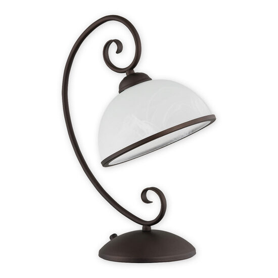 Veioza moderna wenge, abajur din sticla, 1xE27/60W, Indra 02498 L1 RW, Lemir