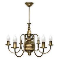 Candelabru clasic alama patinata 6 brate 6xE14/60W, Kandelabr 193/W6 Lemir
