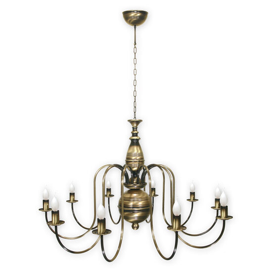 Candelabru clasic alama patinata 10 brate 10xE14/60W, Kandelabr Max 19_10 Midi Lemir