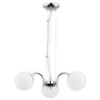 Lustra moderna cromata, abajururi din sticla alba, 3xE4/40W, Nol 02903 W3 CH, Lemir