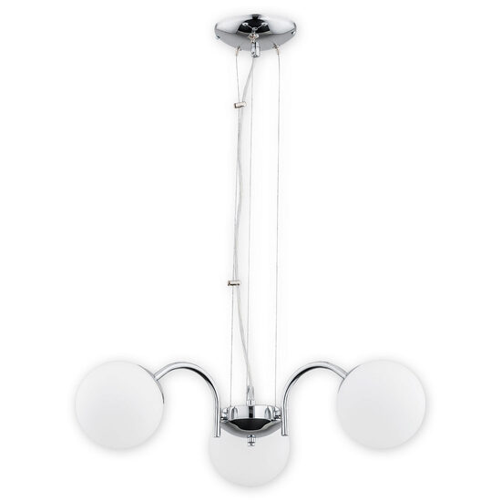 Lustra moderna cromata, abajururi din sticla alba, 3xE4/40W, Nol 02903 W3 CH, Lemir