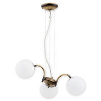 Lustra moderna alama patinata, abajururi din sticla alba, 3xE4/40W, Nol 02903 W3 PAT, Lemir