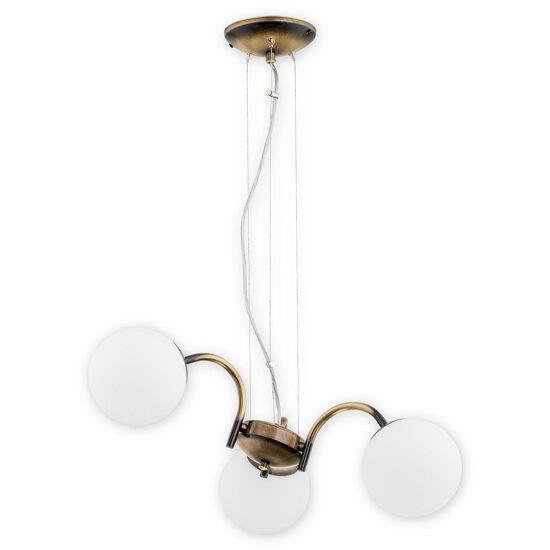 Lustra moderna alama patinata, abajururi din sticla alba, 3xE4/40W, Nol 02903 W3 PAT, Lemir