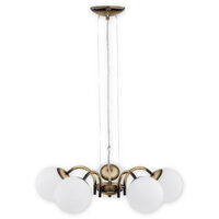 Lustra moderna alama patinata, abajururi din sticla alba, 5xE4/40W, Nol 02905 W5 PAT, Lemir