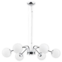 Lustra moderna cromata, abajururi din sticla alba, 6xE4/40W, Nol 02906 W6 CH, Lemir