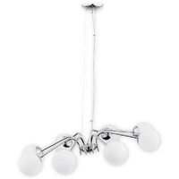 Lustra moderna cromata, abajururi din sticla alba, 8xE4/40W, Nol 02907 W8 CH, Lemir