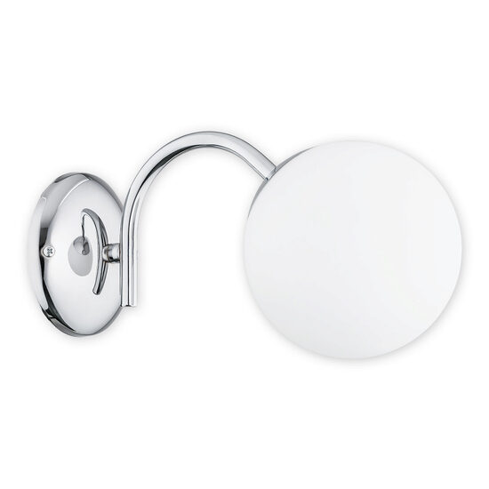 Aplica moderna cromata, abajur din sticla alba, 1xE4/40W, Nol 02900 K1 CH, Lemir