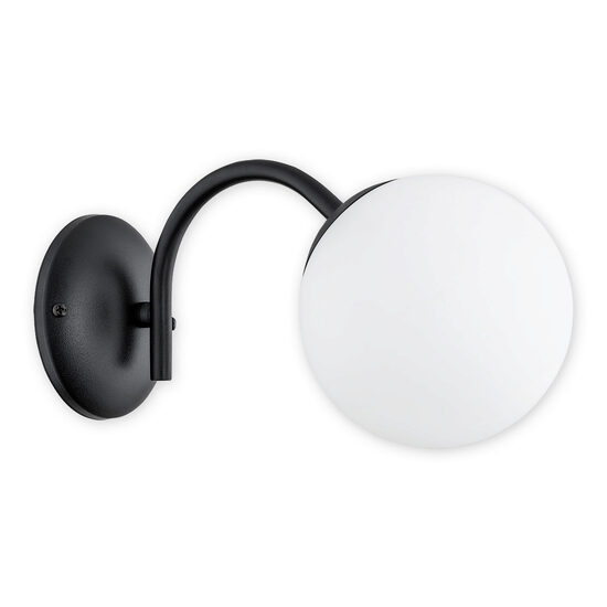 Aplica moderna neagra, abajur din sticla alba, 1xE4/40W, Nol 02900 K1 CZA, Lemir