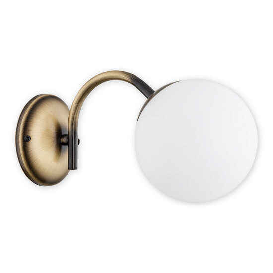 Aplica moderna alama patina, abajur din sticla alba, 1xE4/40W, Nol 02900 K1 PAT, Lemir