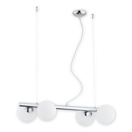 Lustra moderna cromata, abajururi din sticla alba, 4xE14/40W, Osso 02914 W4 CH, Lemir