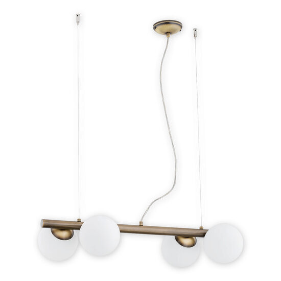 Lustra moderna, alama patinata, abajururi din sticla alba, 4xE14/40W, Osso 02914 W4 PAT, Lemir